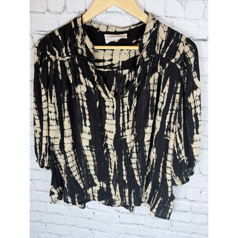 ba&sh Black and Cream Patterned Blouse